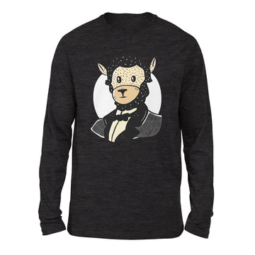 Lincoln Llama Men/Unisex Drop Shoulder Sweatshirt in Dark Grey Heather color